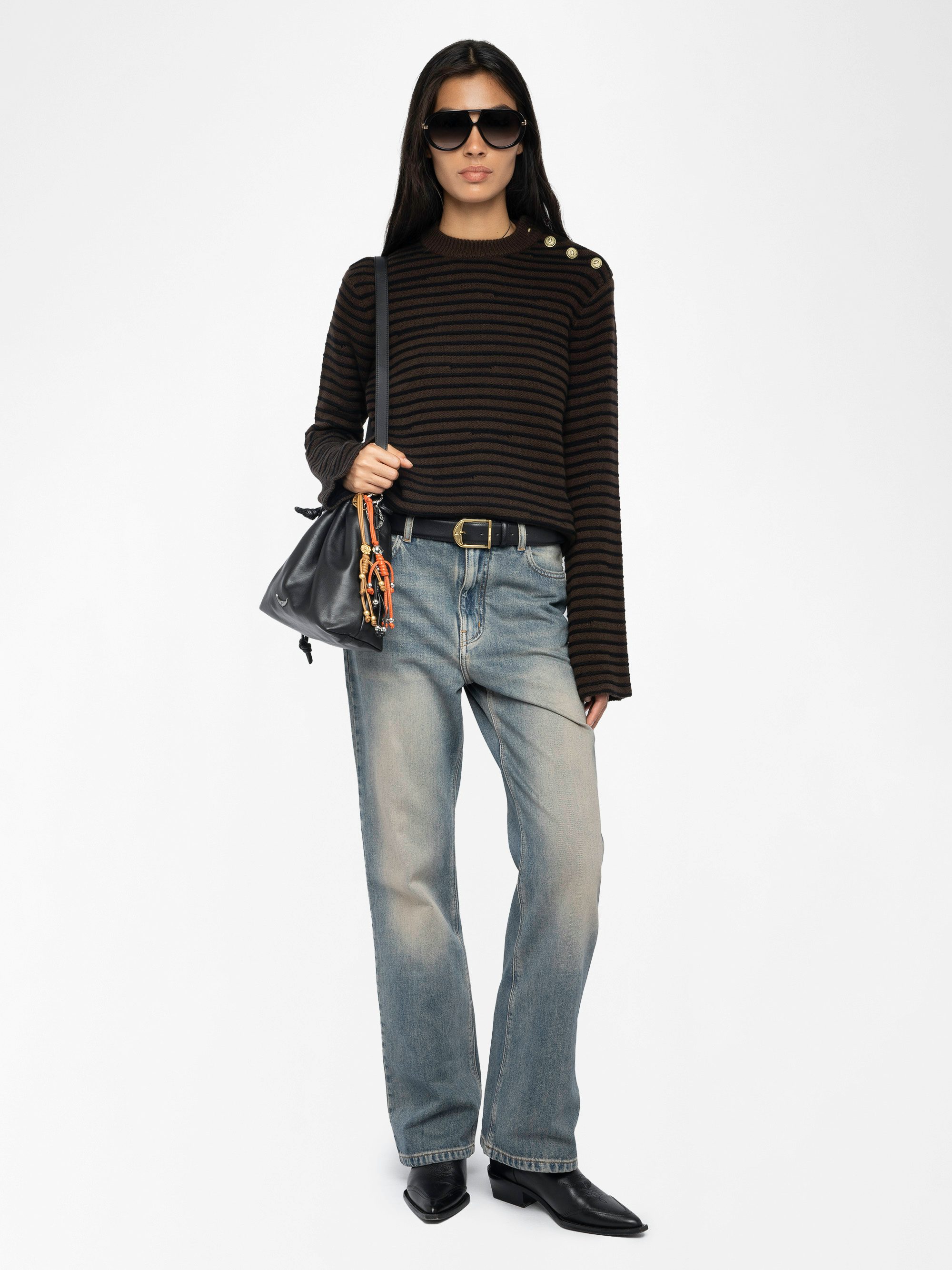 Spiky Jumper - Striped nautical jumper with wing buttons.